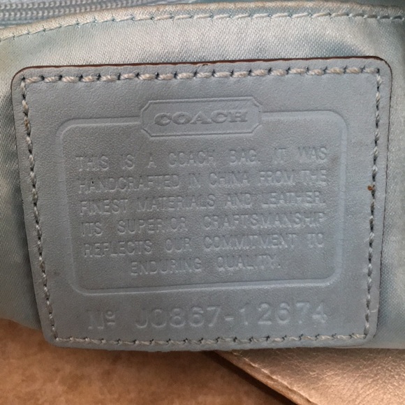 Coach Slouchy Signature Logo Tote Metallic Leather Large Handbag - Picture 4 of 14